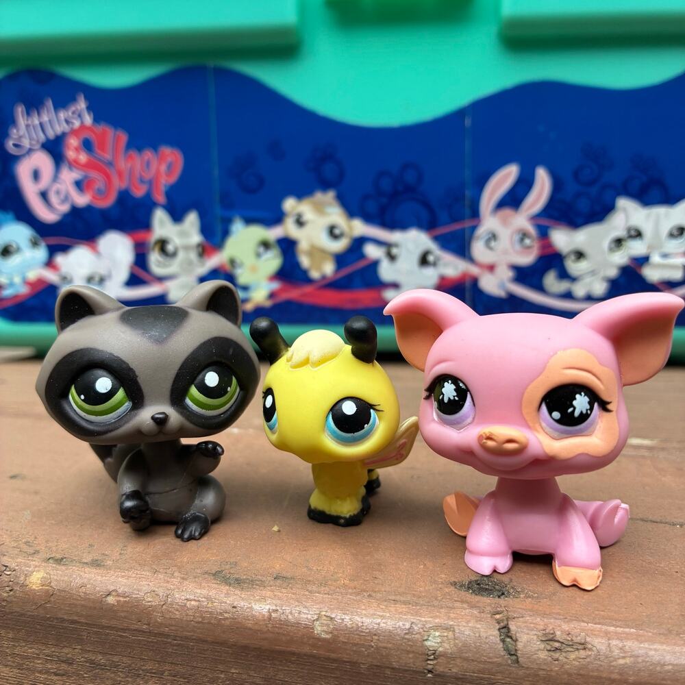 Littlest Pet Shop Raccoon, Bee, Pig Authentic Y2K LPS
